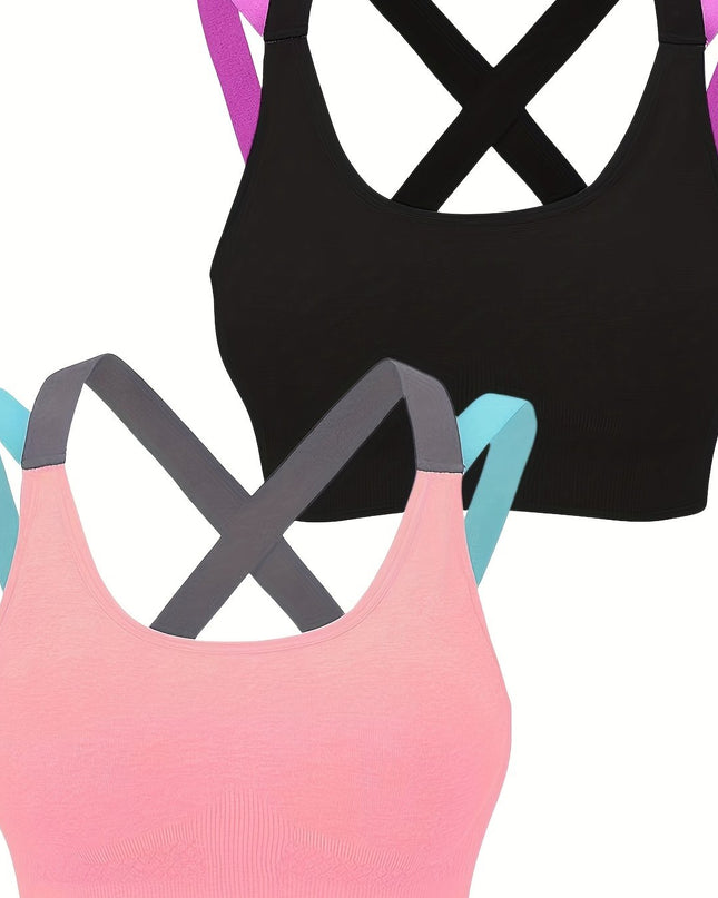 Comfortable and Supportive Seamless Mesh Cross Back Sport Bra for Yoga, Running, and Fitness - Breathable & Moisture-Wicking - For Women - Ideal for High-Impact Activities - Great Gift for Fitness Enthusiasts