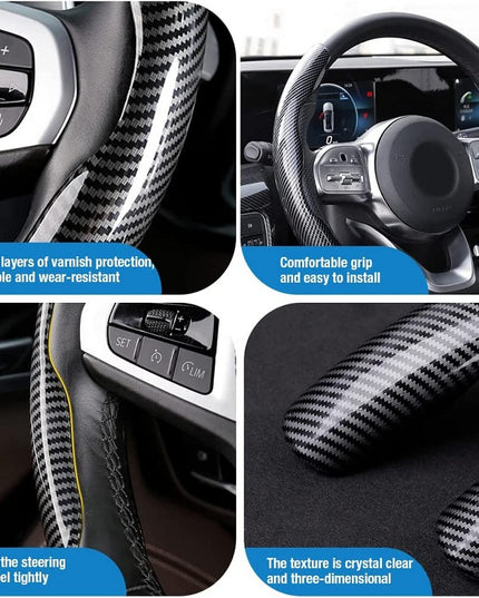 Upgrade Your Driving Experience With A Non-Slip Carbon Fiber Steering Wheel Cover!