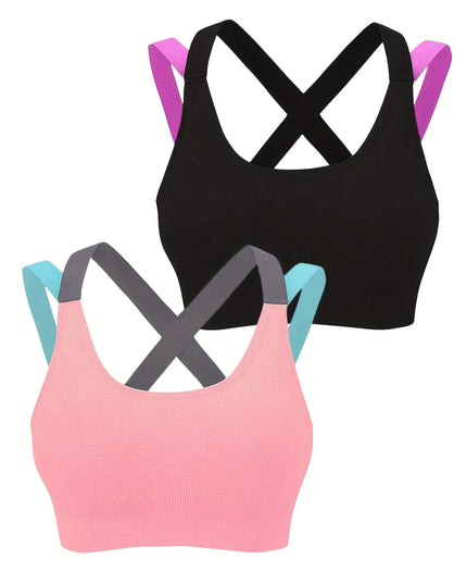 Comfortable and Supportive Seamless Mesh Cross Back Sport Bra for Yoga, Running, and Fitness - Breathable & Moisture-Wicking - For Women - Ideal for High-Impact Activities - Great Gift for Fitness Enthusiasts