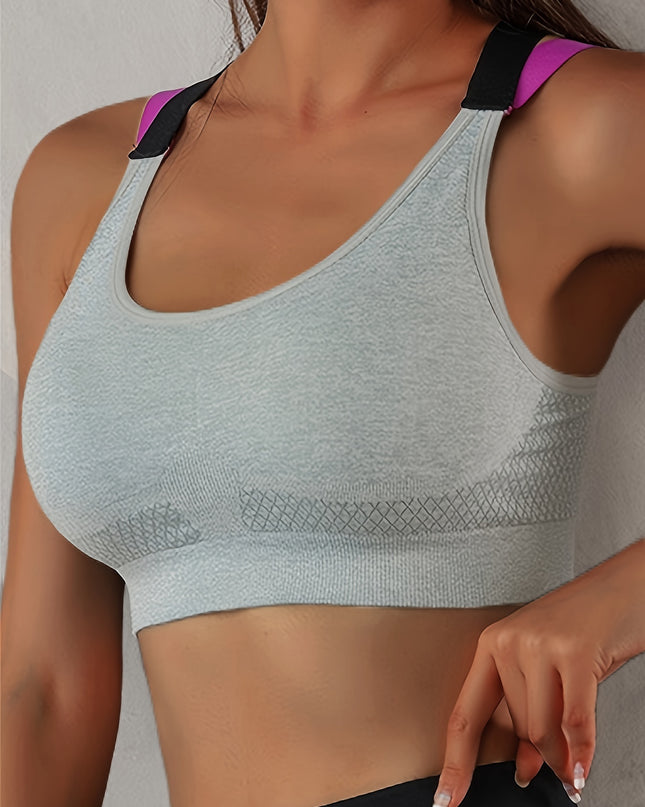 Comfortable and Supportive Seamless Mesh Cross Back Sport Bra for Yoga, Running, and Fitness - Breathable & Moisture-Wicking - For Women - Ideal for High-Impact Activities - Great Gift for Fitness Enthusiasts