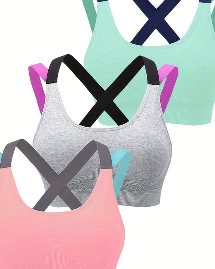 Comfortable and Supportive Seamless Mesh Cross Back Sport Bra for Yoga, Running, and Fitness - Breathable & Moisture-Wicking - For Women - Ideal for High-Impact Activities - Great Gift for Fitness Enthusiasts