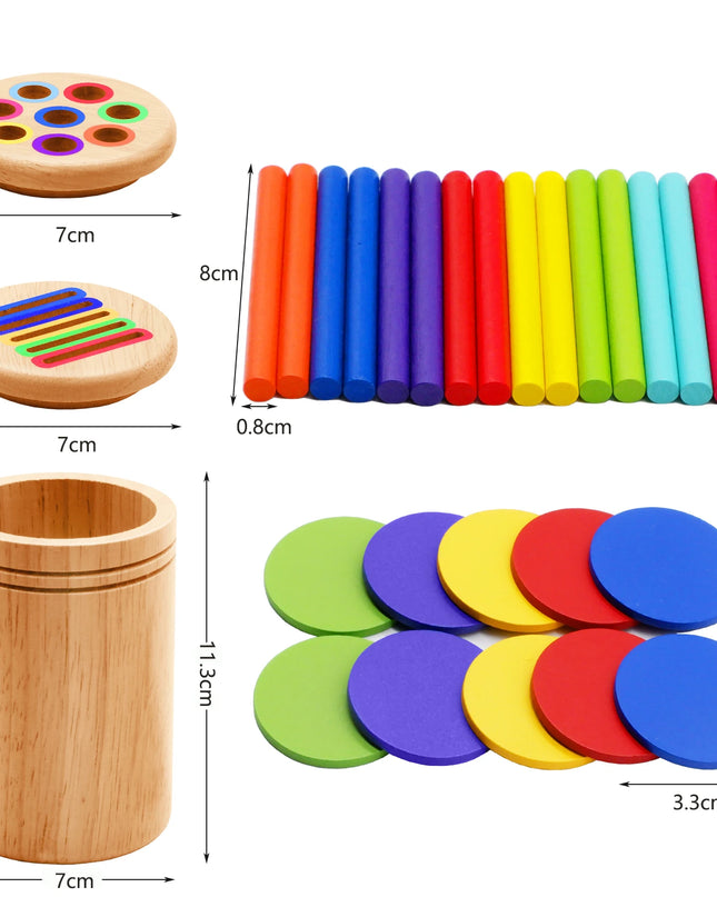 Montessori Wooden Toys Color Sorting Fine Motor Toys Shape Matching Sensory Toys Early Educational Puzzle Toys for Toddlers
