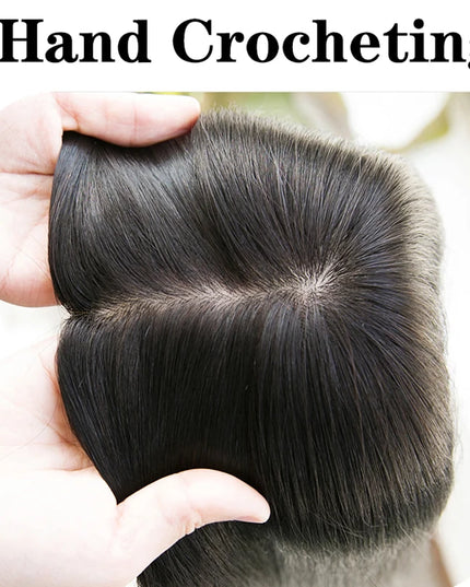 6x6 inch Human Hair Silk Topper With 2CM PU Around Virgin Human Hair Topper Straight For Women