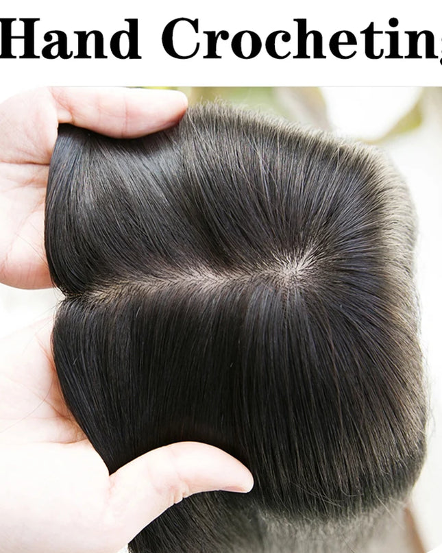 6x6 inch Human Hair Silk Topper With 2CM PU Around Virgin Human Hair Topper Straight For Women