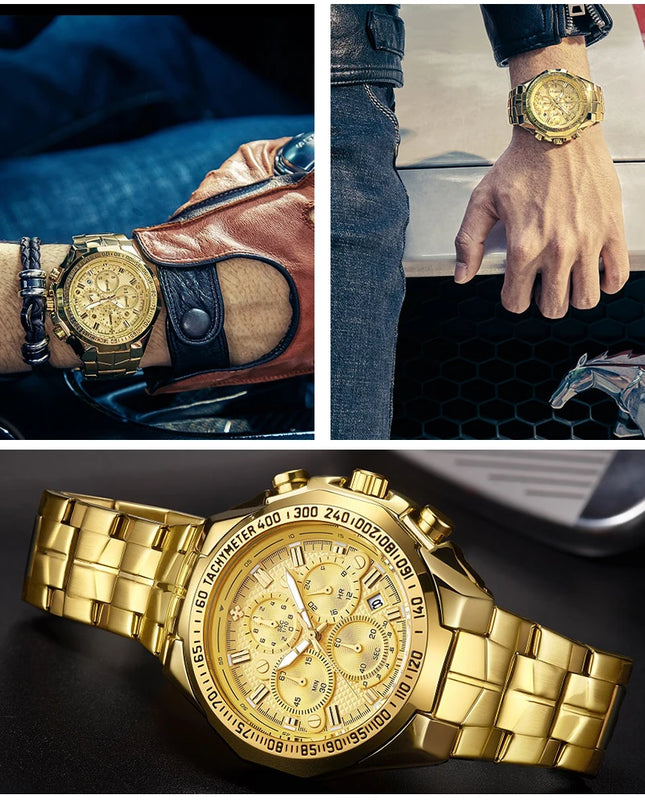 Sports Watches For Men Fashion Quartz Men Big Clock WWOOR Top Brand Luxury Military Full Steel Waterproof Chronograph Wristwatch