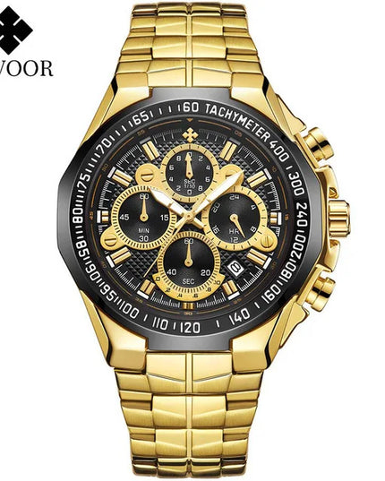 Sports Watches For Men Fashion Quartz Men Big Clock WWOOR Top Brand Luxury Military Full Steel Waterproof Chronograph Wristwatch