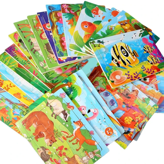 Montessori Wooden Toys for Children Cartoon Animal Jigsaw 3D Puzzle Board Game Educational Toys For Children Gifts