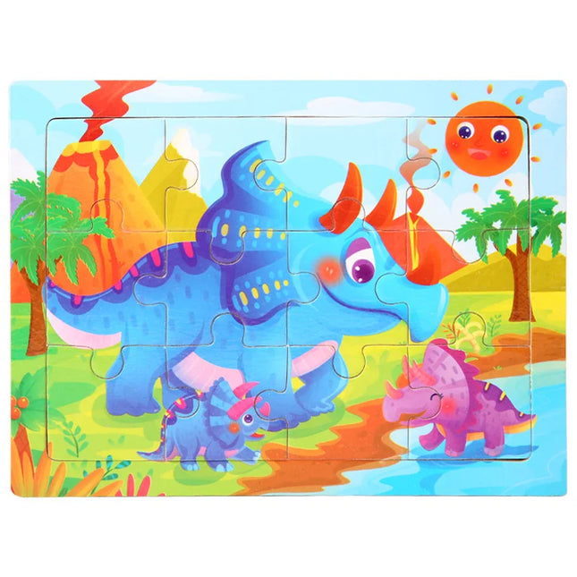 Montessori Wooden Toys for Children Cartoon Animal Jigsaw 3D Puzzle Board Game Educational Toys For Children Gifts