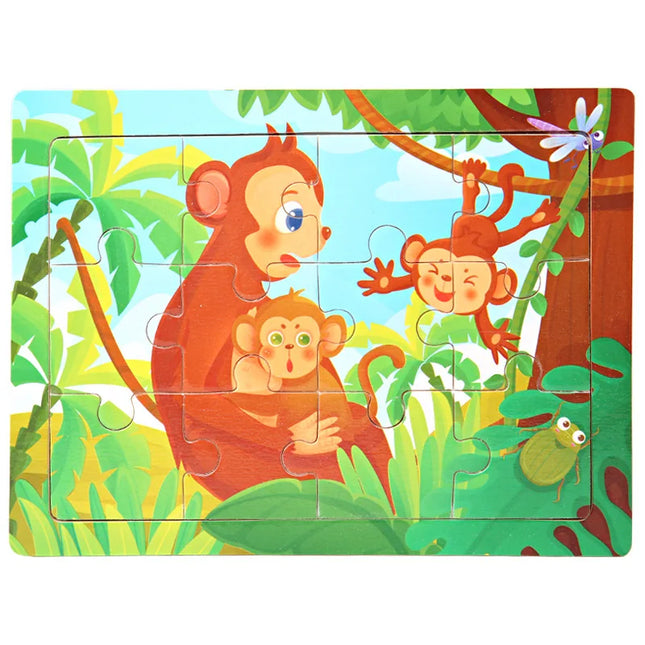 Montessori Wooden Toys for Children Cartoon Animal Jigsaw 3D Puzzle Board Game Educational Toys For Children Gifts