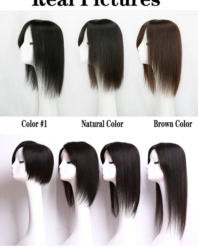 6x6 inch Human Hair Silk Topper With 2CM PU Around Virgin Human Hair Topper Straight For Women