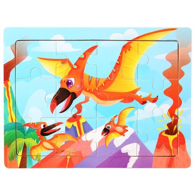 Montessori Wooden Toys for Children Cartoon Animal Jigsaw 3D Puzzle Board Game Educational Toys For Children Gifts
