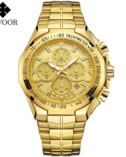 Sports Watches For Men Fashion Quartz Men Big Clock WWOOR Top Brand Luxury Military Full Steel Waterproof Chronograph Wristwatch