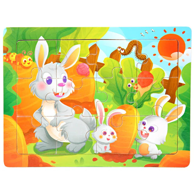 Montessori Wooden Toys for Children Cartoon Animal Jigsaw 3D Puzzle Board Game Educational Toys For Children Gifts