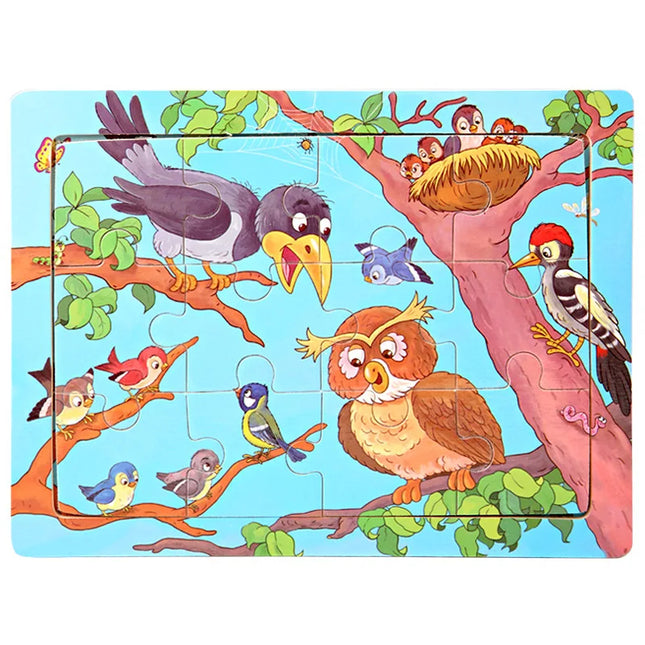 Montessori Wooden Toys for Children Cartoon Animal Jigsaw 3D Puzzle Board Game Educational Toys For Children Gifts