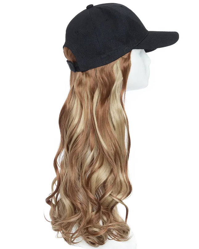 Snoilite synthetic long wavy baseball cap with hair extension hair integrate cap hat for women girl daily hair style wig