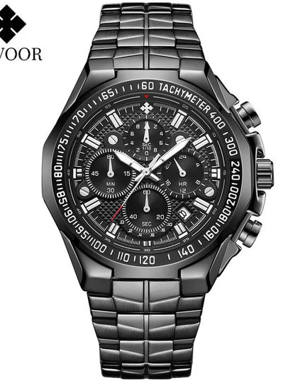 Sports Watches For Men Fashion Quartz Men Big Clock WWOOR Top Brand Luxury Military Full Steel Waterproof Chronograph Wristwatch