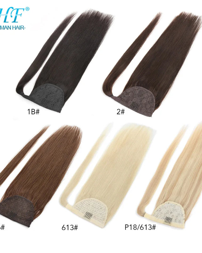 BHF Ponytail Human Hair Remy Straight European Ponytail Hairstyles 100g 100% Natural Hair Horse Tail Clip in Extensions