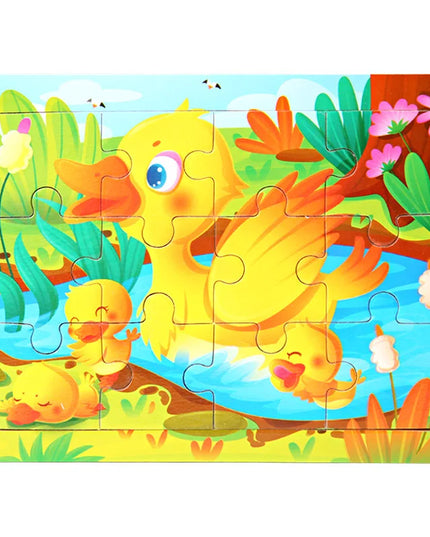 Montessori Wooden Toys for Children Cartoon Animal Jigsaw 3D Puzzle Board Game Educational Toys For Children Gifts