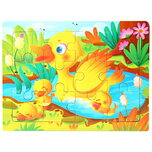 Montessori Wooden Toys for Children Cartoon Animal Jigsaw 3D Puzzle Board Game Educational Toys For Children Gifts