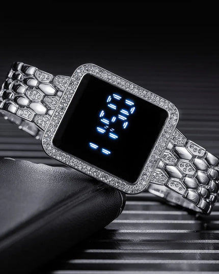 Women's Watches Famous Luxury Brand Women Digital Watch Fashion Rhinestone Stainless Steel Quartz Ladies Wristwatches Wathes
