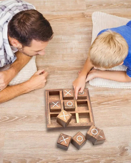 Wooden Tic Tac Toe Board Game XO Chess IQ Logic Toys Parent Child Interaction Party Spiele Juegos De Mesas Para Toda La Familia