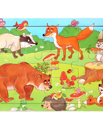 Montessori Wooden Toys for Children Cartoon Animal Jigsaw 3D Puzzle Board Game Educational Toys For Children Gifts