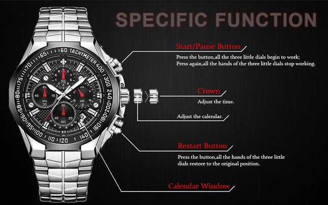 Sports Watches For Men Fashion Quartz Men Big Clock WWOOR Top Brand Luxury Military Full Steel Waterproof Chronograph Wristwatch