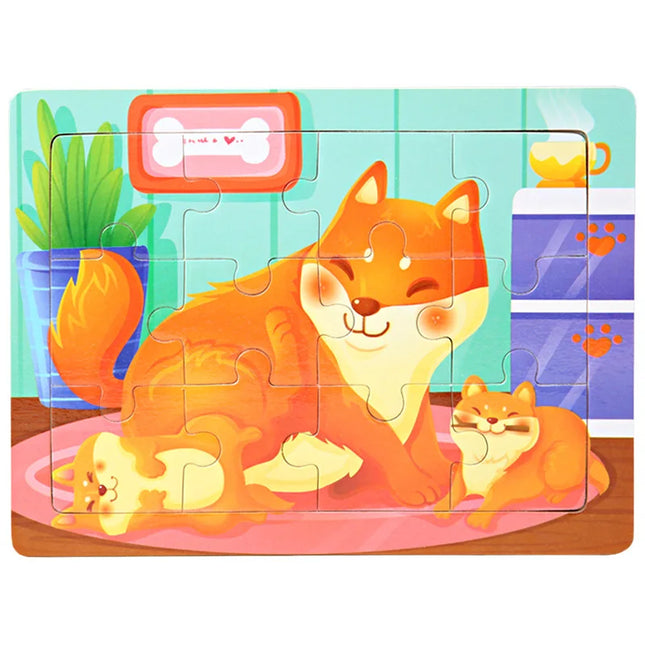 Montessori Wooden Toys for Children Cartoon Animal Jigsaw 3D Puzzle Board Game Educational Toys For Children Gifts