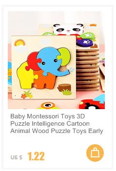 Montessori Wooden Toys for Children Cartoon Animal Jigsaw 3D Puzzle Board Game Educational Toys For Children Gifts
