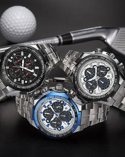 Sports Watches For Men Fashion Quartz Men Big Clock WWOOR Top Brand Luxury Military Full Steel Waterproof Chronograph Wristwatch