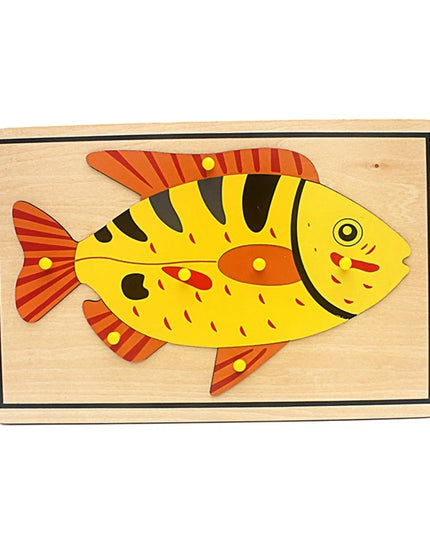 Children Educational Toys Montessori Materials Biology Wooden Skeleton Puzzle Frog Horse Tortiose Fish Bird Animal Toys for Boy