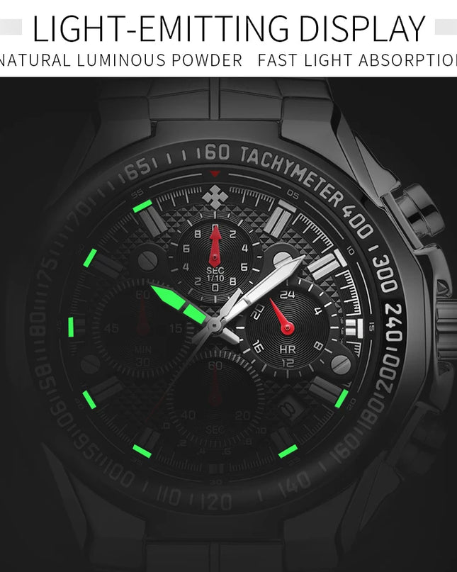 Sports Watches For Men Fashion Quartz Men Big Clock WWOOR Top Brand Luxury Military Full Steel Waterproof Chronograph Wristwatch