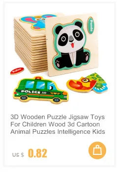 Montessori Wooden Toys for Children Cartoon Animal Jigsaw 3D Puzzle Board Game Educational Toys For Children Gifts