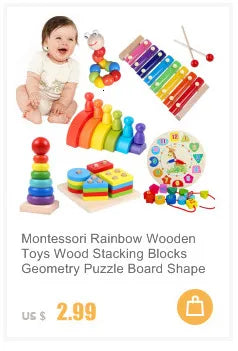 Montessori Wooden Toys for Children Cartoon Animal Jigsaw 3D Puzzle Board Game Educational Toys For Children Gifts