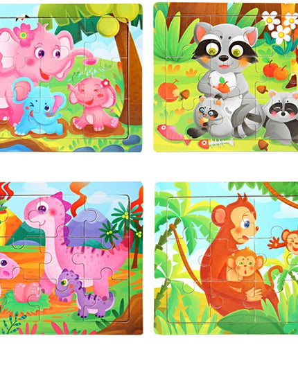 Montessori Wooden Toys for Children Cartoon Animal Jigsaw 3D Puzzle Board Game Educational Toys For Children Gifts