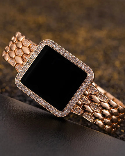 Women's Watches Famous Luxury Brand Women Digital Watch Fashion Rhinestone Stainless Steel Quartz Ladies Wristwatches Wathes
