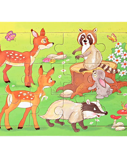 Montessori Wooden Toys for Children Cartoon Animal Jigsaw 3D Puzzle Board Game Educational Toys For Children Gifts