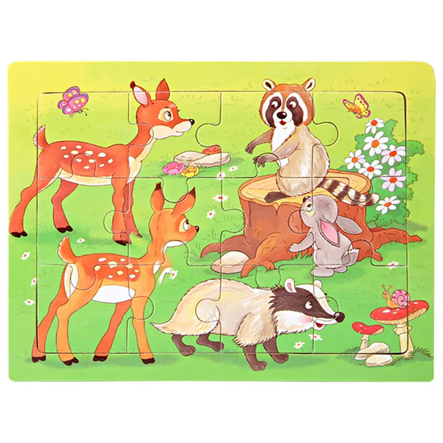 Montessori Wooden Toys for Children Cartoon Animal Jigsaw 3D Puzzle Board Game Educational Toys For Children Gifts