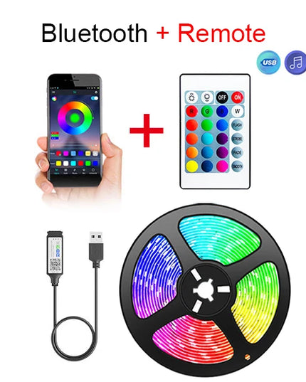 Tape Bluetooth USB LED Strip Light 5050 SMD 5V USB RGB Lights Flexible LED Lamp Tape Ribbon RGB Self-adhesive TV Desktop Diode