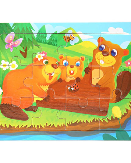 Montessori Wooden Toys for Children Cartoon Animal Jigsaw 3D Puzzle Board Game Educational Toys For Children Gifts