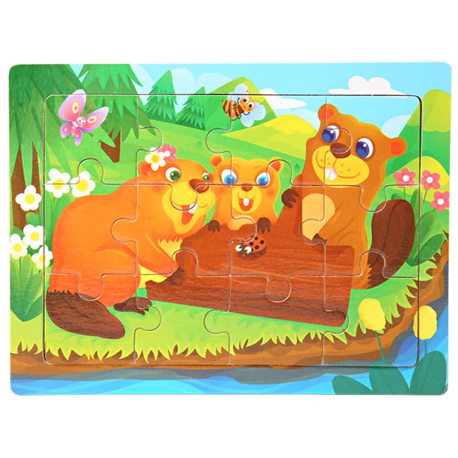 Montessori Wooden Toys for Children Cartoon Animal Jigsaw 3D Puzzle Board Game Educational Toys For Children Gifts