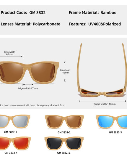 GM Real Wood Sunglasses Polarized Wooden Sunglasses UV400 Sunglasses Bamboo Wooden Sunglasses Brand With DropShipping