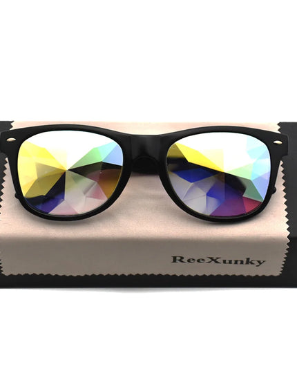 Classic Square Party Sunglasses Women Men Fashion EDM Light Diffraction Futuristic Rave Festival Sun Glasses Psychedelic Prism