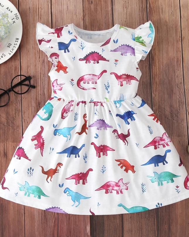 New Baby Girl Clothes Dress Casual Color Unicorn Dinosaur Lovely Korean Summer Cotton Clothing Children Kids Baby Girl Dresses