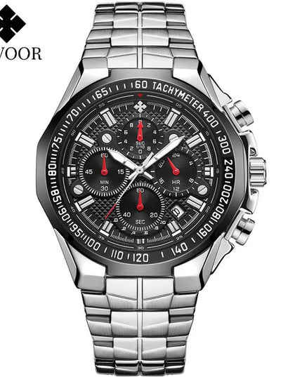 Sports Watches For Men Fashion Quartz Men Big Clock WWOOR Top Brand Luxury Military Full Steel Waterproof Chronograph Wristwatch
