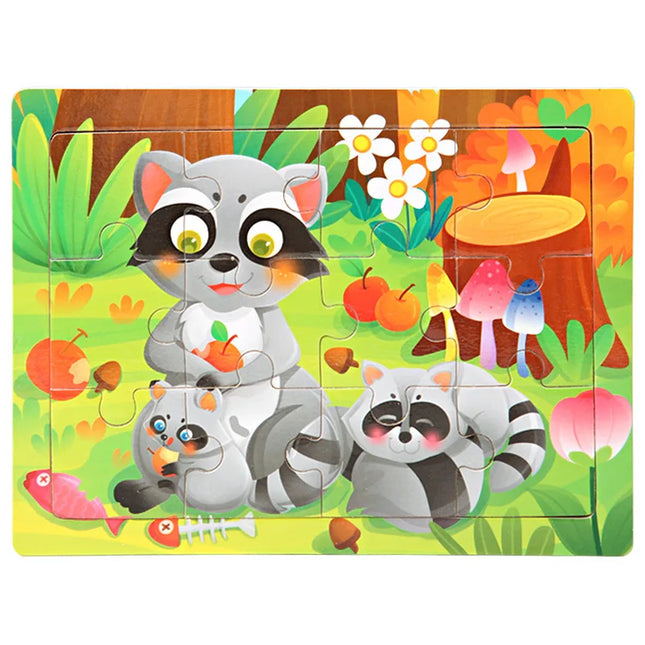 Montessori Wooden Toys for Children Cartoon Animal Jigsaw 3D Puzzle Board Game Educational Toys For Children Gifts