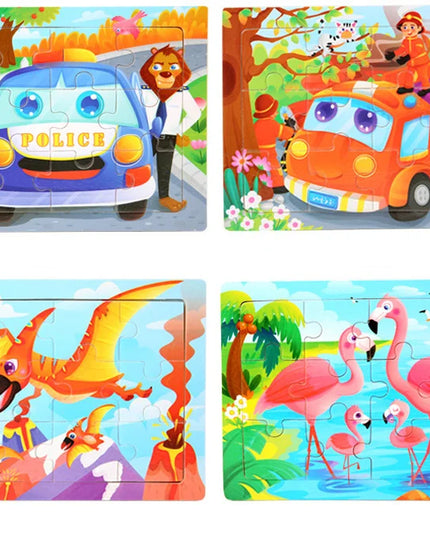 Montessori Wooden Toys for Children Cartoon Animal Jigsaw 3D Puzzle Board Game Educational Toys For Children Gifts