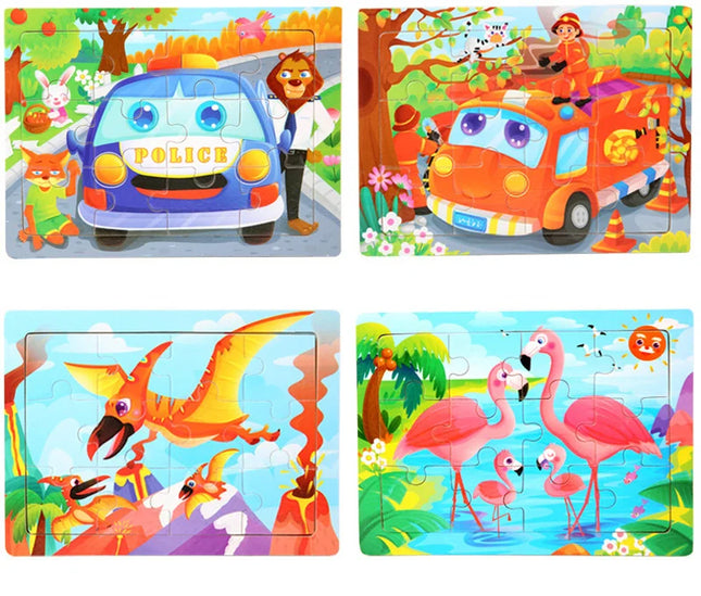 Montessori Wooden Toys for Children Cartoon Animal Jigsaw 3D Puzzle Board Game Educational Toys For Children Gifts