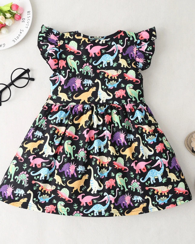 New Baby Girl Clothes Dress Casual Color Unicorn Dinosaur Lovely Korean Summer Cotton Clothing Children Kids Baby Girl Dresses