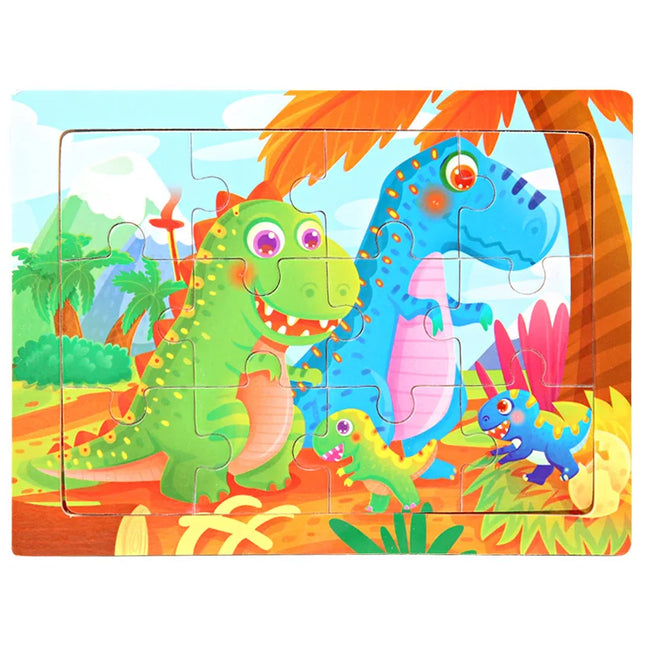 Montessori Wooden Toys for Children Cartoon Animal Jigsaw 3D Puzzle Board Game Educational Toys For Children Gifts